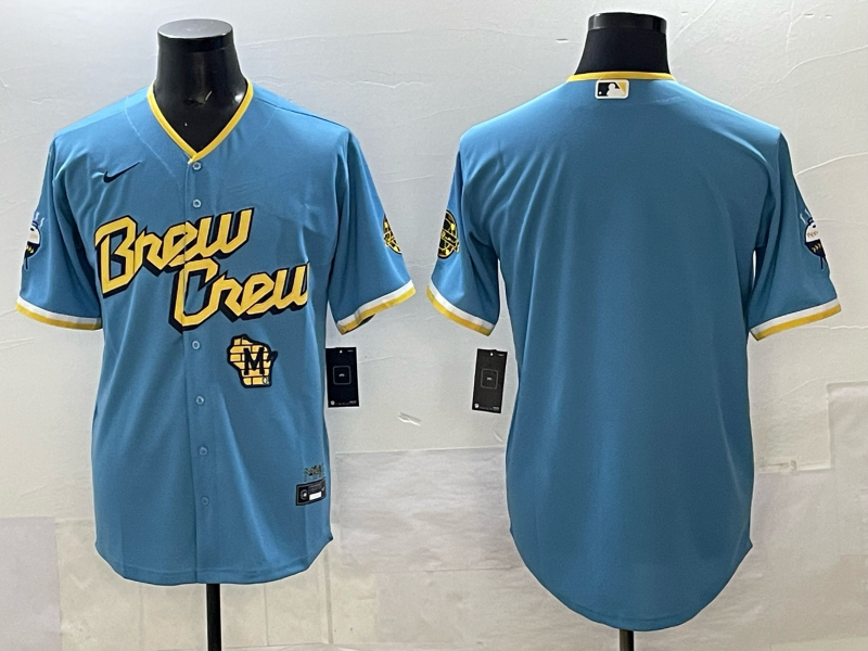 Men Milwaukee Brewers blank blue Nike MLB 2025 Jersey 003->milwaukee brewers->MLB Jersey